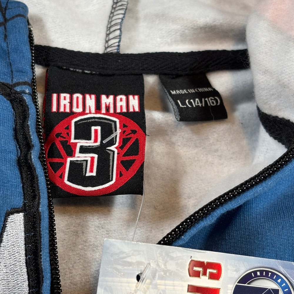 Marvel Iron Man 3 Iron Patriot Zip Up Hoodie Kids Large 14/16 James Rhodes NWT - Picture 3 of 4